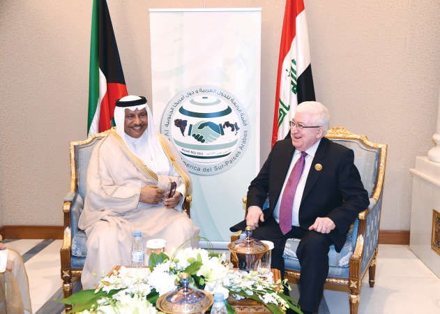 المبارك بحث مع الرئيس العراقي ورئيس وزراء لبنان العلاقات الثنائية