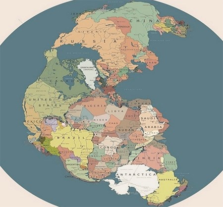 كانت السعودية في بانجيا البائدة ملتصقة بمصر والسودان، وايران بقطر، وكندا مسافة ساعة بالطائرة عن الجزائر، أما أستراليا والهند فكانتا جارتين للقطب المتجمد الجنوبي، وكان لافغانستان ساحل بحري، خلت منه البرازيل 