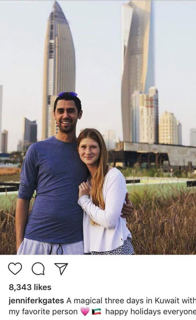 شاهد.. ابنة بيل غيتس في الكويت مع حبيبها المصري