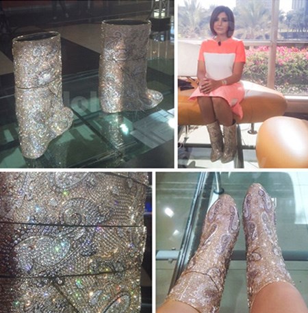 بالصور اعلامية اماراتية تستفز جمهورها بحذاء بـ 3 مليون دولار