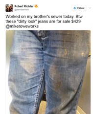 سراويل جينز متسخة للبيع.. هذا سعرها