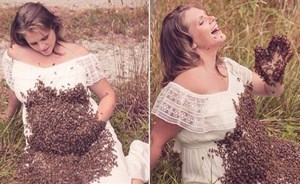 بالصورة .. تحتفل بطفلها الرابع مع 20 ألف نحلة 2 تحتفل بطفلها الرابع مع 20 ألف نحلة