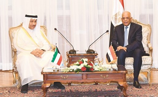 سمو الشيخ جابر المبارك خلال لقائه رئيس البرلمان المصري علي عبدالعال