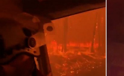 بالفيديو.. لحظات مرعبة لطاقم اطفاء استرالي يكافح النيران
