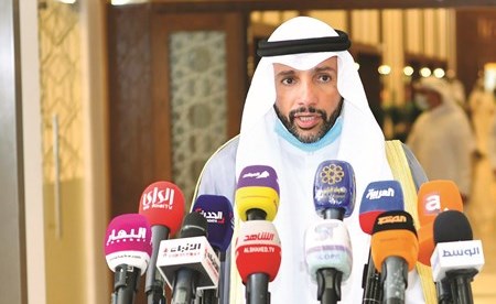 رئيس مجلس الأمة مرزوق الغانم متحدثا عقب جلسة أمس