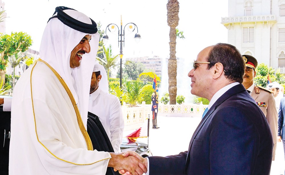 الرئيس المصري لأمير قطر زيارتكم تجسد التقدم الذي تشهده علاقات البلدين