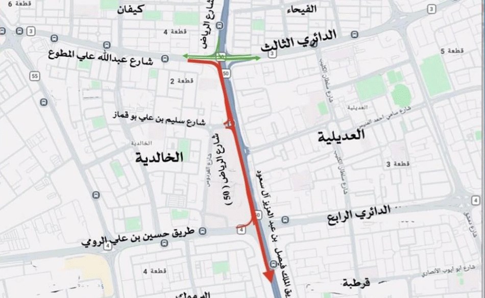 الأشغال إغلاق حارات على طريق الملك فيصل ومدخل ومخرج بالخالدية حتى 11 أغسطس